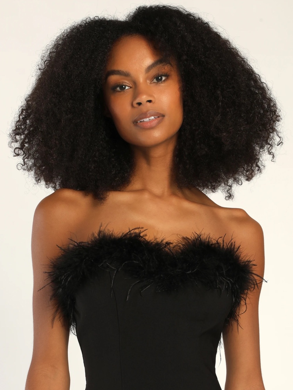 Lulus Flair for the Fabulous Black Feather Cropped Tube Top